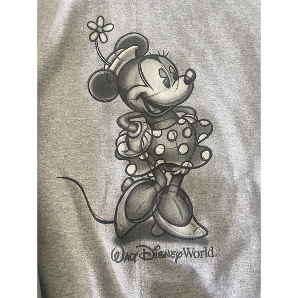 Minnie Mouse Hooded Fleece Zip Jacket Women’s Size Large Pockets Gray Retro - Picture 4 of 9